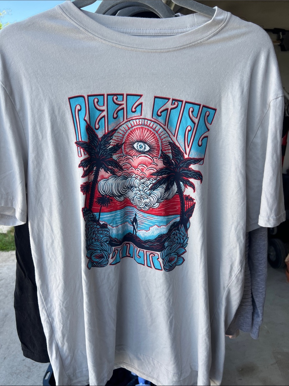 White 'Reel Life Tour' Graphic Surf T-Shirt
